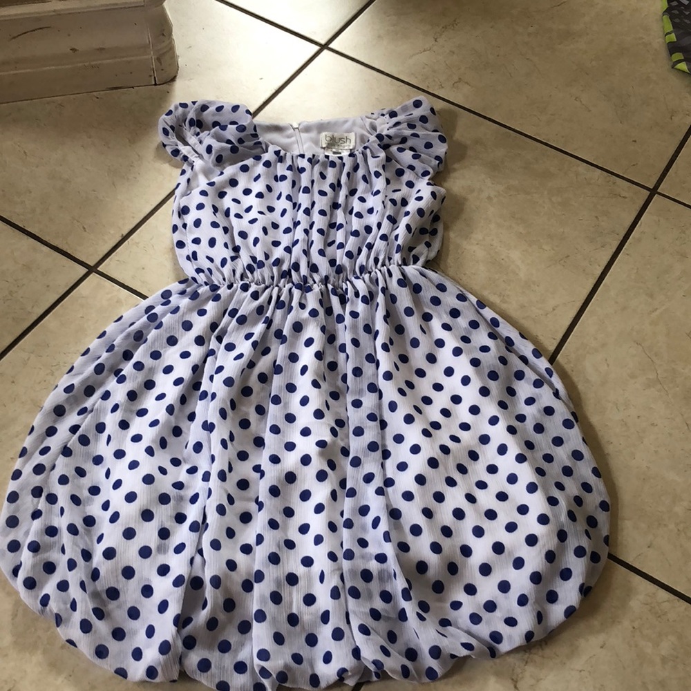 Blue and white poka dot dress!